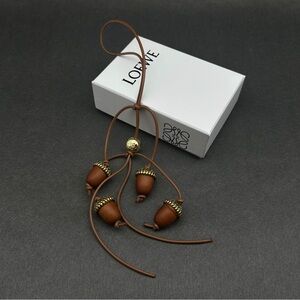 Loewe Tan and Gold Acorn Key Holder